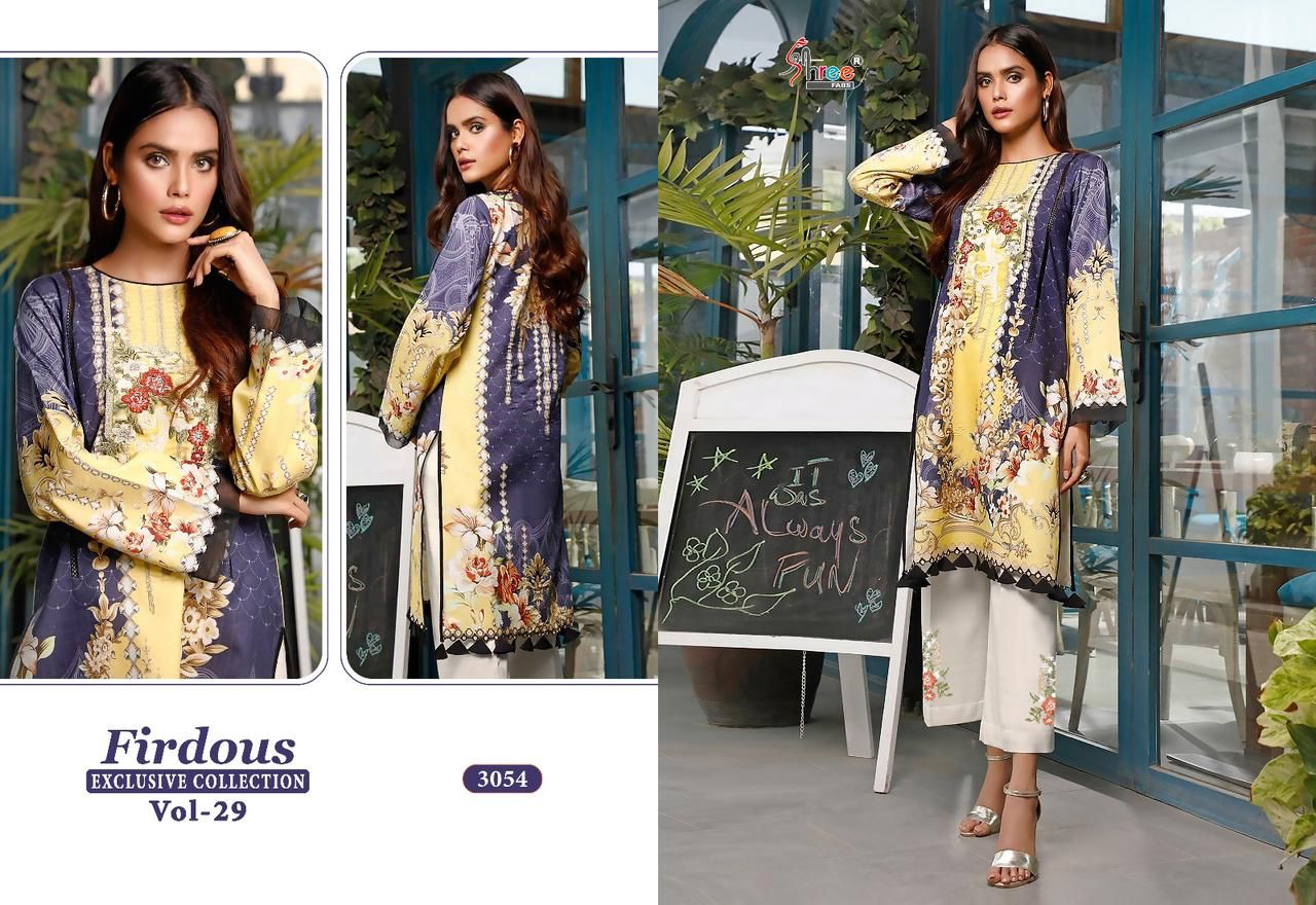 shree fabs firdous exclusive collection vol 29 cotton elegant look salwar suit with chiffon dupatta catalog