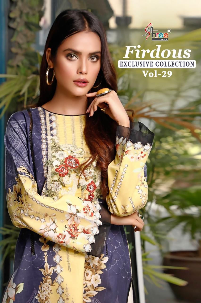 shree fabs firdous exclusive collection vol 29 cotton elegant look salwar suit with chiffon dupatta catalog