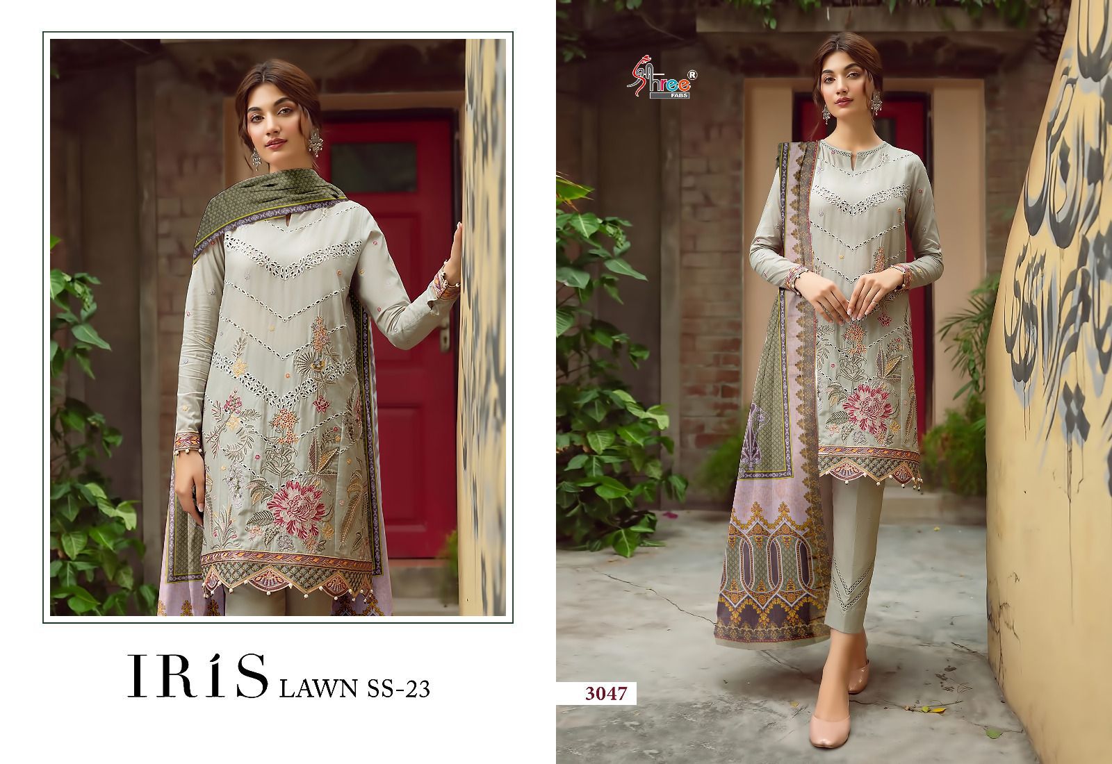 shree fabs iris lawn ss 2023 cotton catchy look salwar suit with cotton dupatta catalog