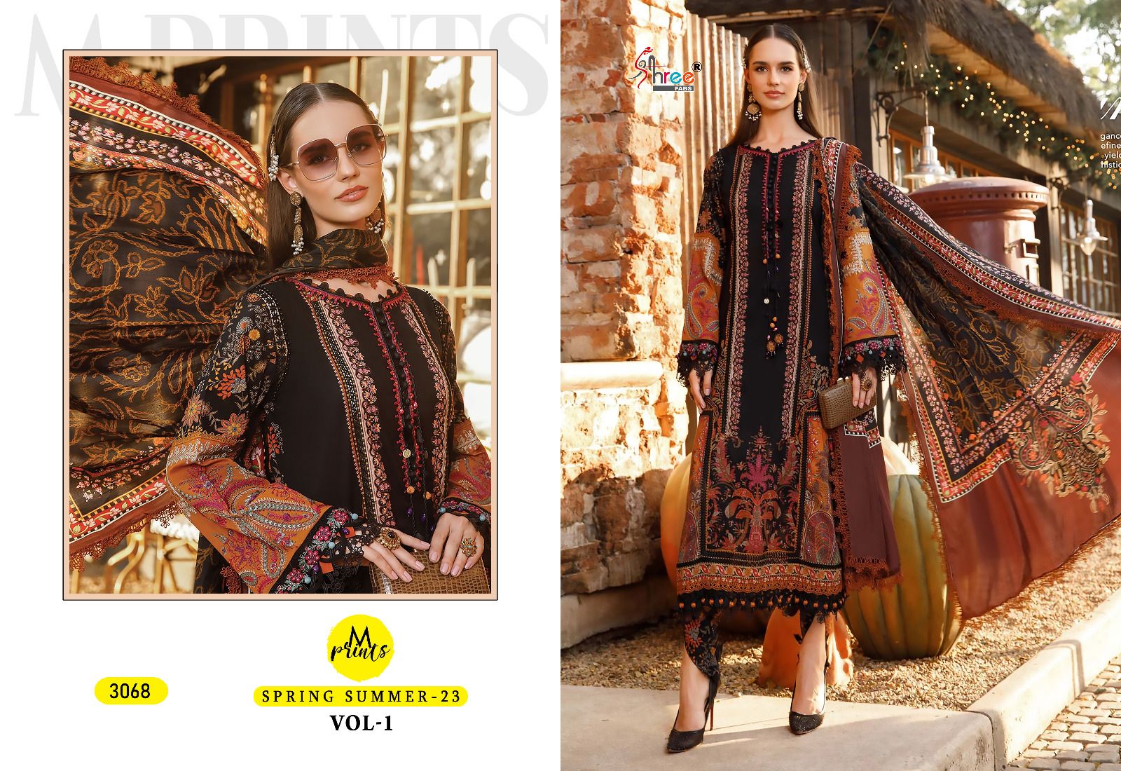 shree fabs m print spring summer 23 vol 2 cotton decent print salwar suit with chiffon dupatta catalog