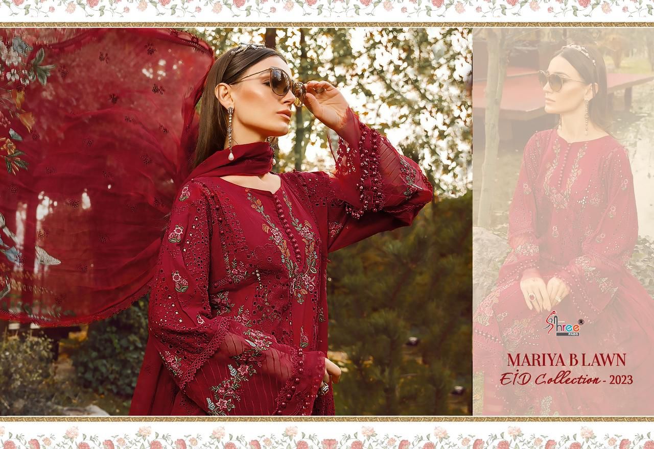 shree fabs mariya b lawn eid collection 2023 cotton attaractive salwar suit catalog