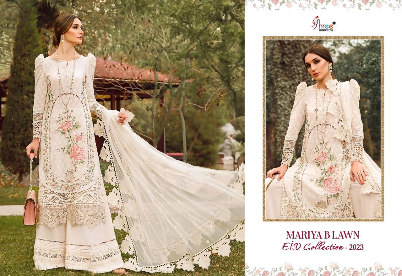 shree fabs mariya b lawn eid collection 2023 cotton attaractive salwar suit catalog