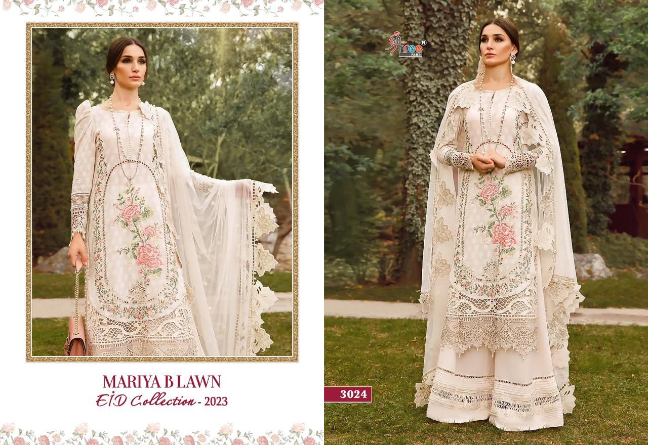 shree fabs mariya b lawn eid collection 2023 cotton attaractive salwar suit catalog