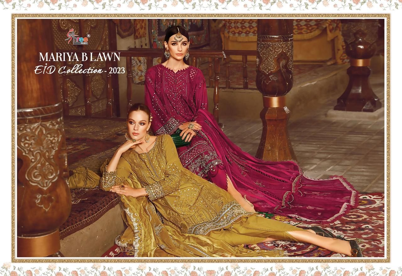 shree fabs mariya b lawn eid collection 2023 cotton attaractive salwar suit catalog