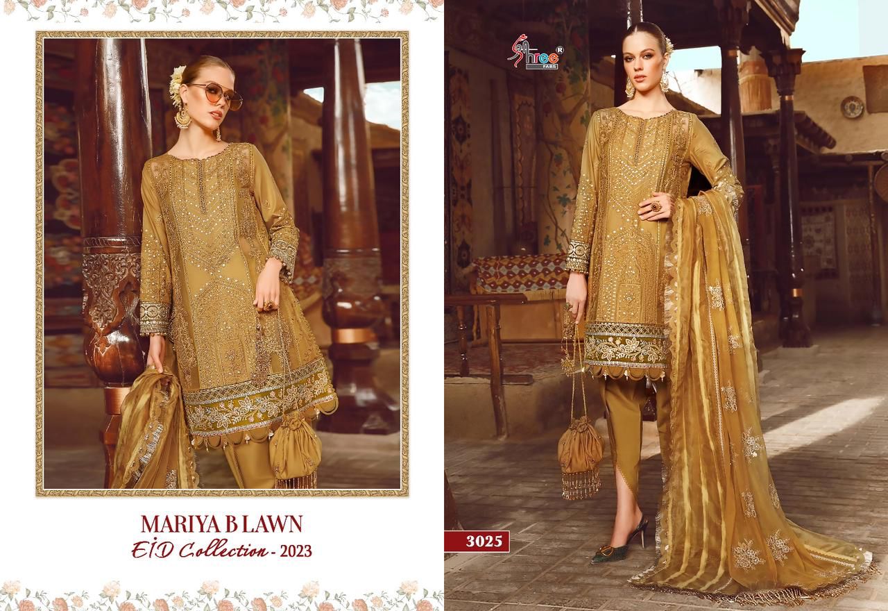 shree fabs mariya b lawn eid collection 2023 cotton attaractive salwar suit catalog