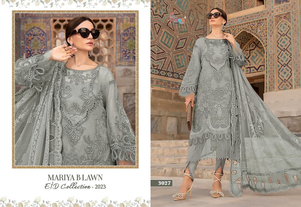 shree fabs mariya b lawn eid collection 2023 cotton attaractive salwar suit catalog