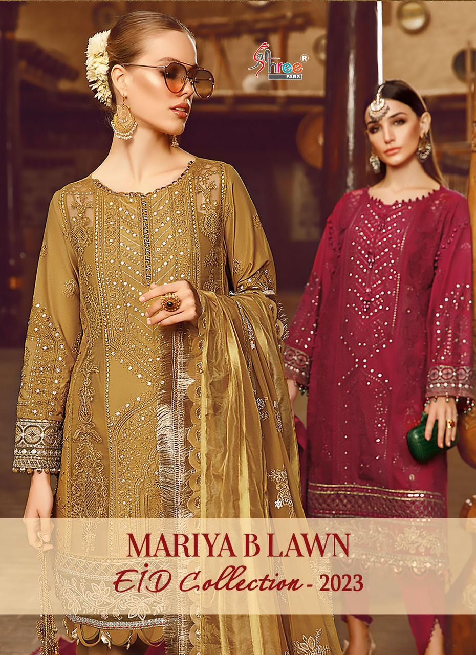 shree fabs mariya b lawn eid collection 2023 cotton attaractive salwar suit catalog