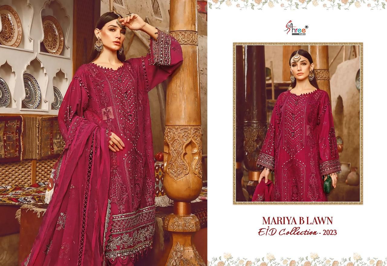 shree fabs mariya b lawn eid collection 2023 cotton attaractive salwar suit catalog