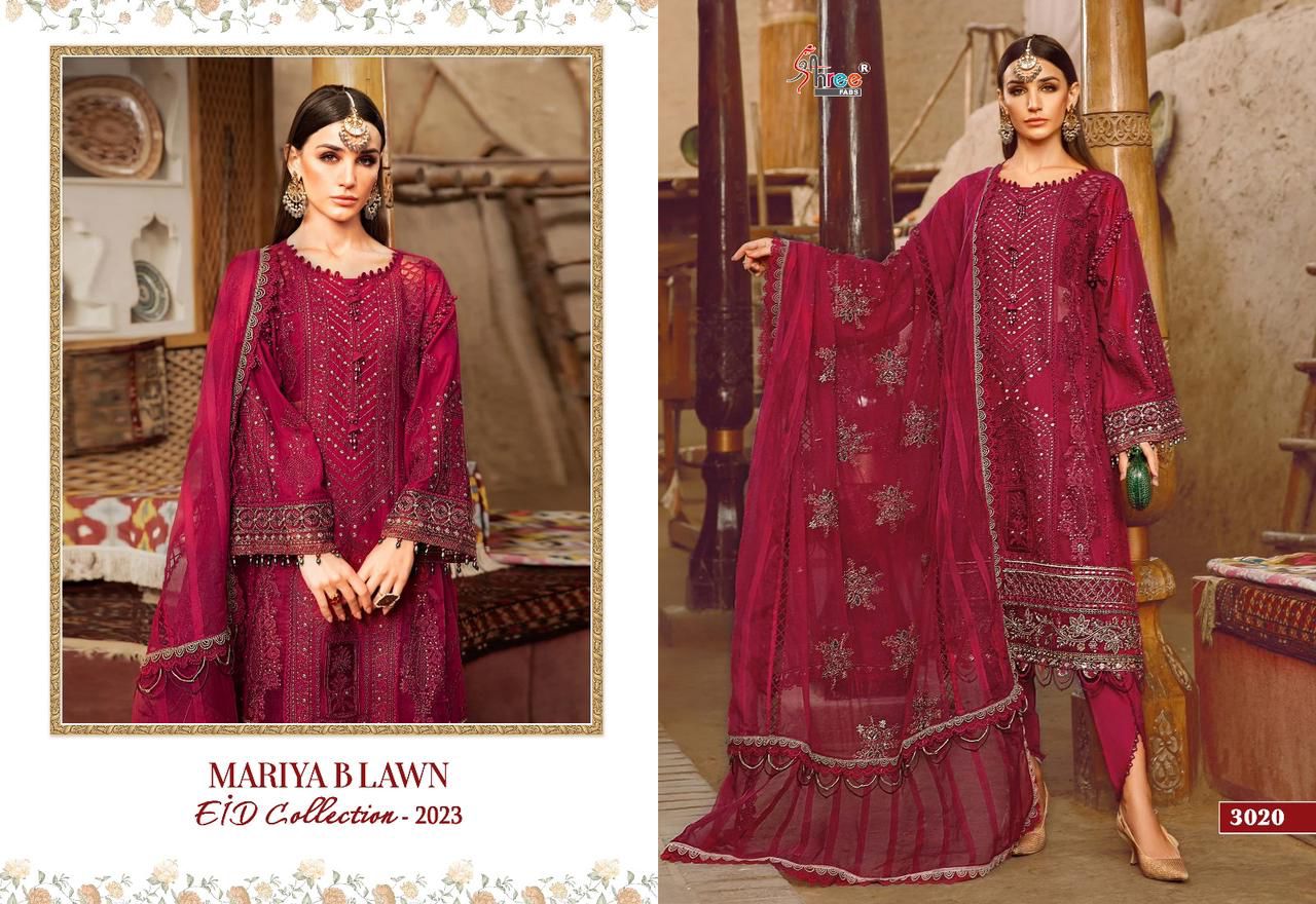 shree fabs mariya b lawn eid collection 2023 cotton attaractive salwar suit catalog