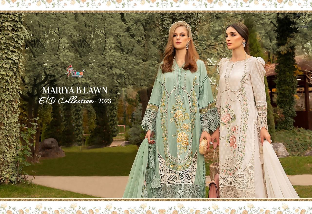 shree fabs mariya b lawn eid collection 2023 cotton attaractive salwar suit catalog