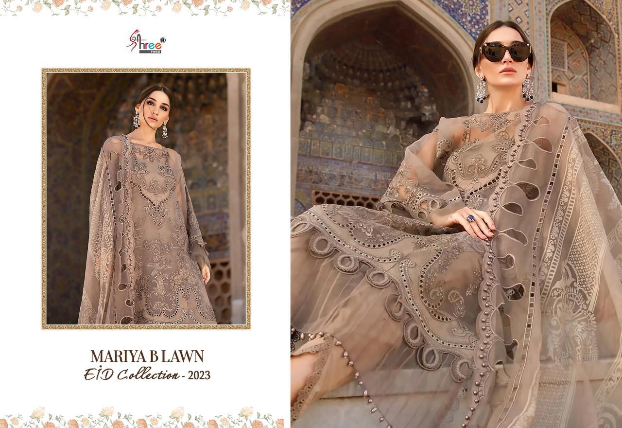 shree fabs mariya b lawn eid collection 2023 cotton attaractive salwar suit catalog