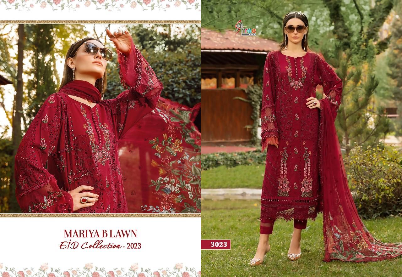 shree fabs mariya b lawn eid collection 2023 cotton attaractive salwar suit catalog