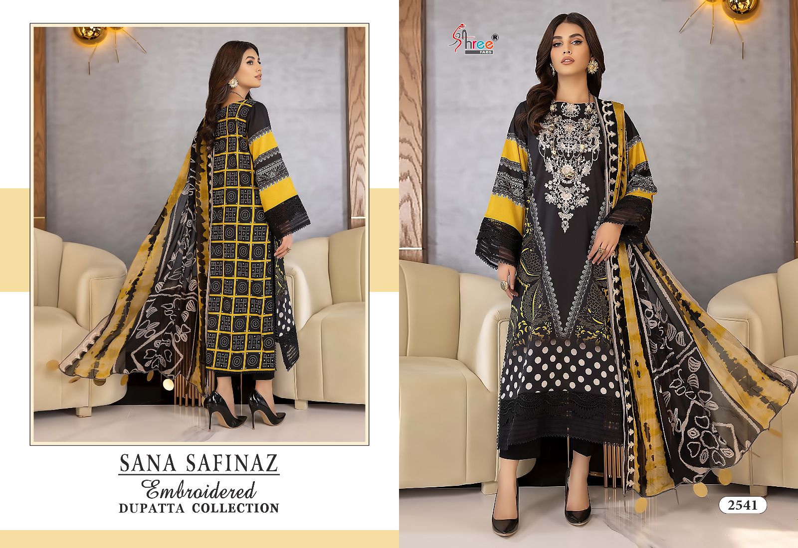 shree fabs sana safinaz embroidered dupatta collectio cotton elegant look salwar suit with chiffon dupatta catalog