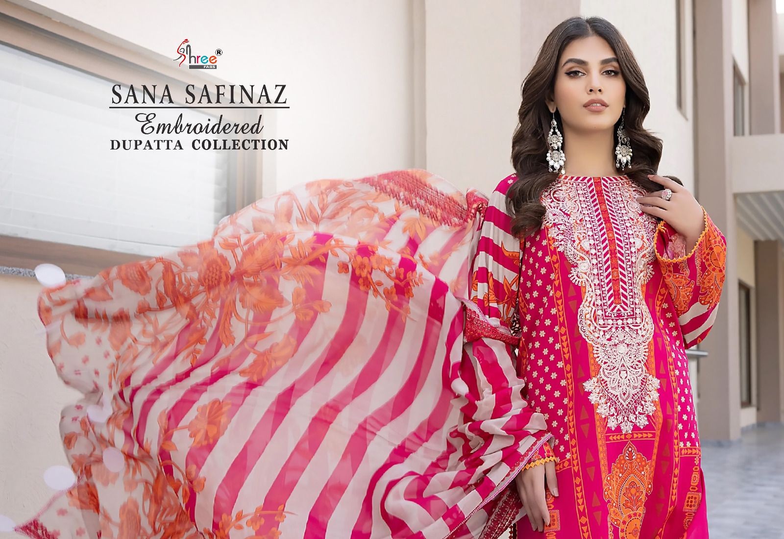 shree fabs sana safinaz embroidered dupatta collectio cotton elegant look salwar suit with chiffon dupatta catalog