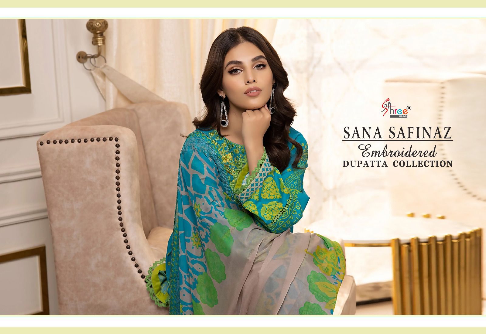 shree fabs sana safinaz embroidered dupatta collectio cotton elegant look salwar suit with chiffon dupatta catalog