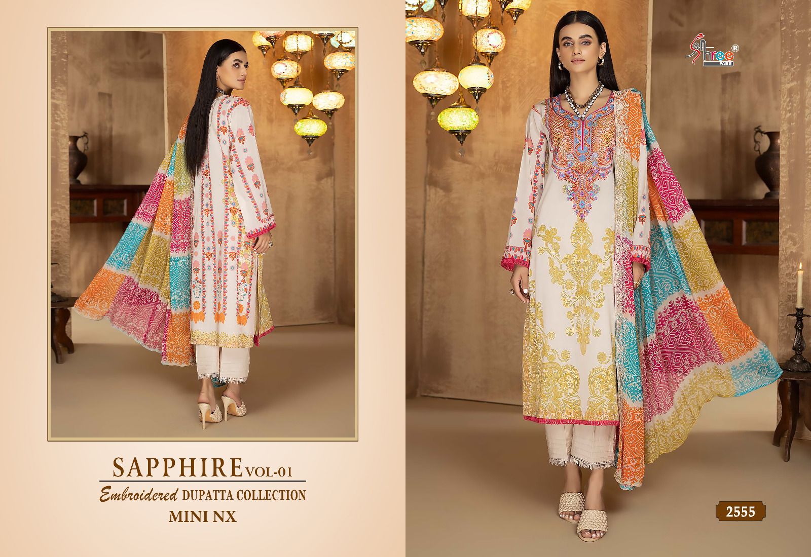 shree fabs shapphire embroidered dupatta collection vol 1 mini nx cotton decent look salwar suit  catalog