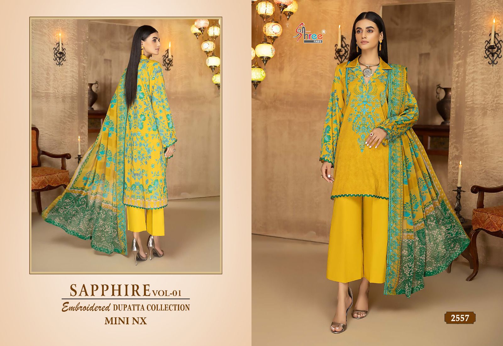 shree fabs shapphire embroidered dupatta collection vol 1 mini nx cotton decent look salwar suit  catalog