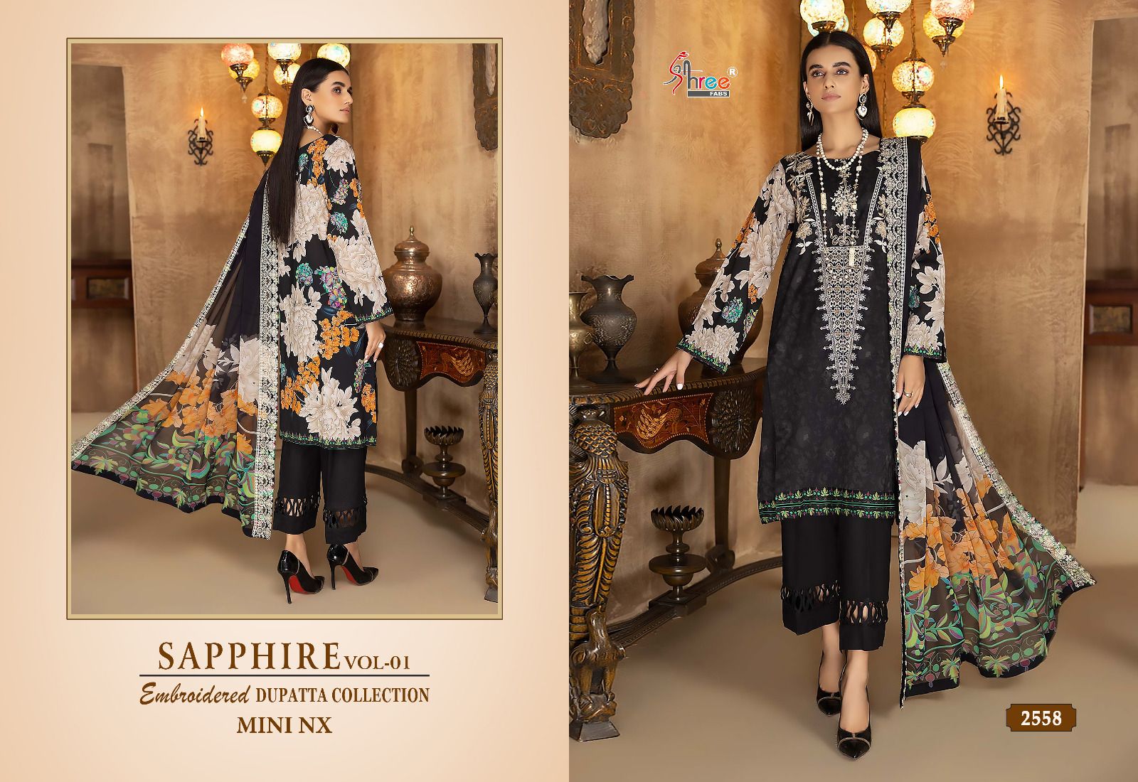 shree fabs shapphire embroidered dupatta collection vol 1 mini nx cotton decent look salwar suit  catalog