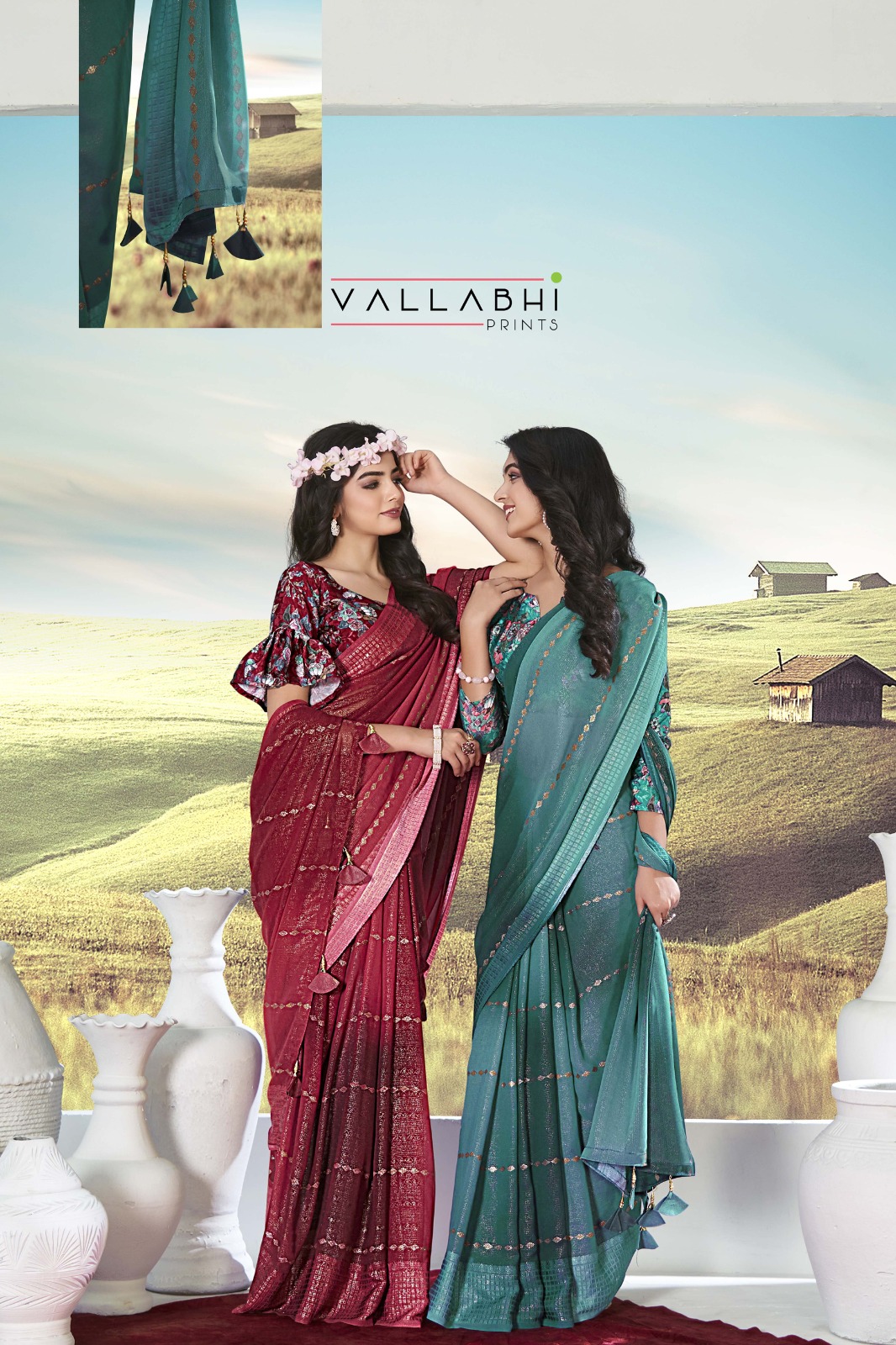 vallabhi print samsara Georegette Print elegant print saree catalog