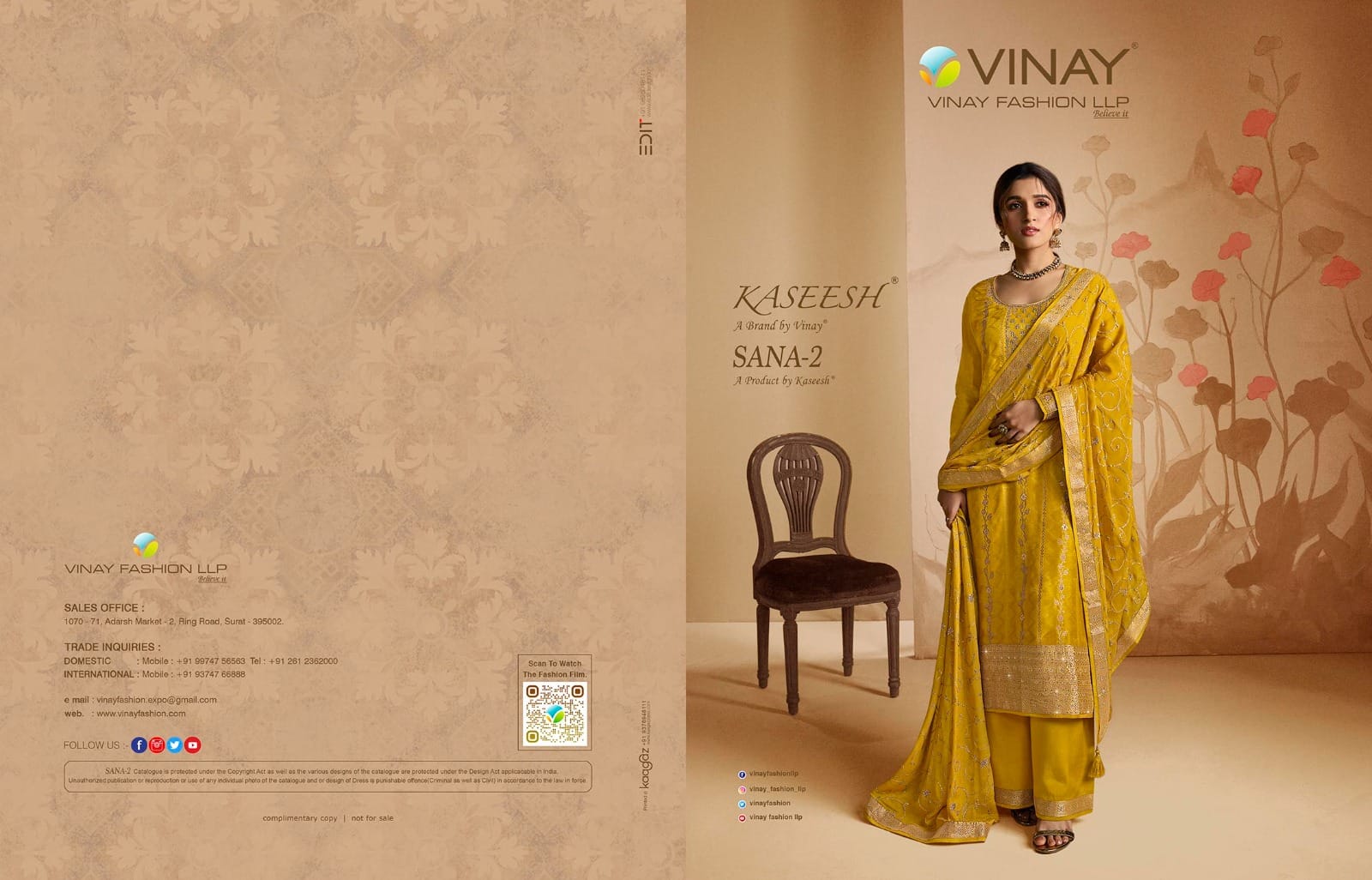 vinay fashion kaseesh sana 2 dola jacouard innovative look salwar suit catalog