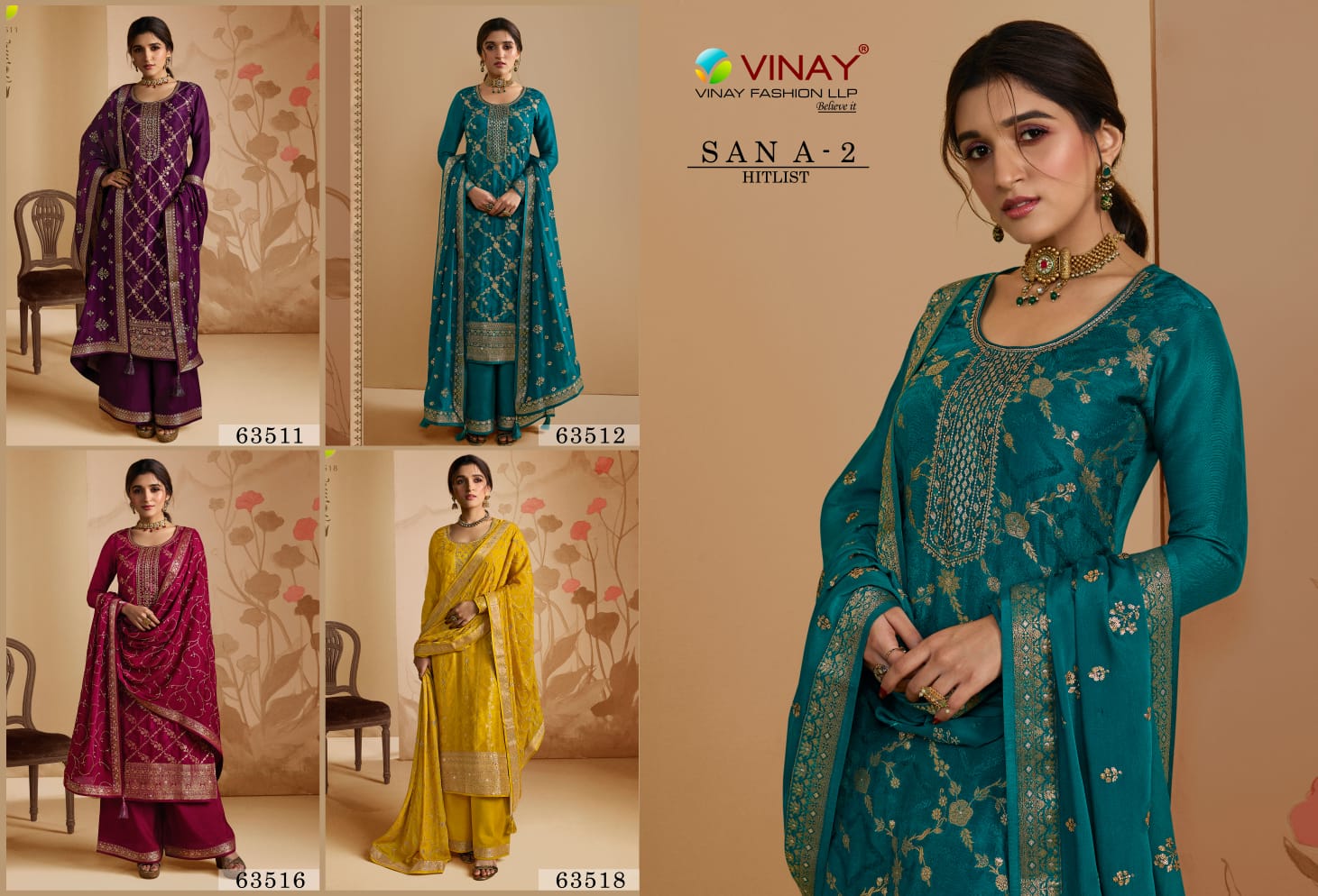 vinay fashion kaseesh sana 2 hitlist dola jaquard gorgeous look gawon catalog