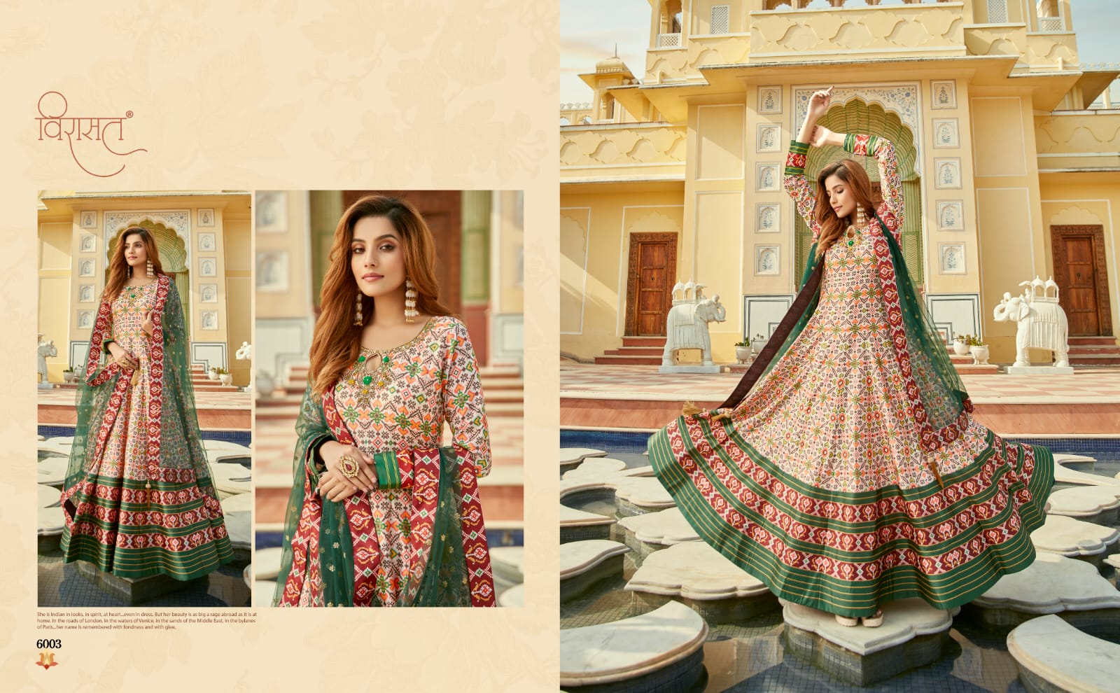 virasat padmasundari patola print gorgeous look gown with dupatta catalog