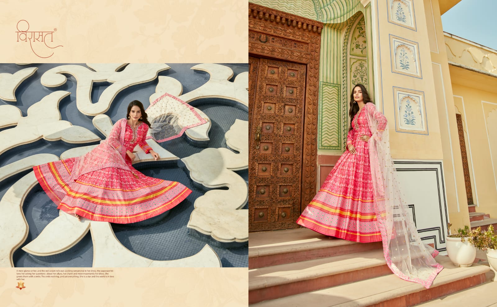 virasat padmasundari patola print gorgeous look gown with dupatta catalog