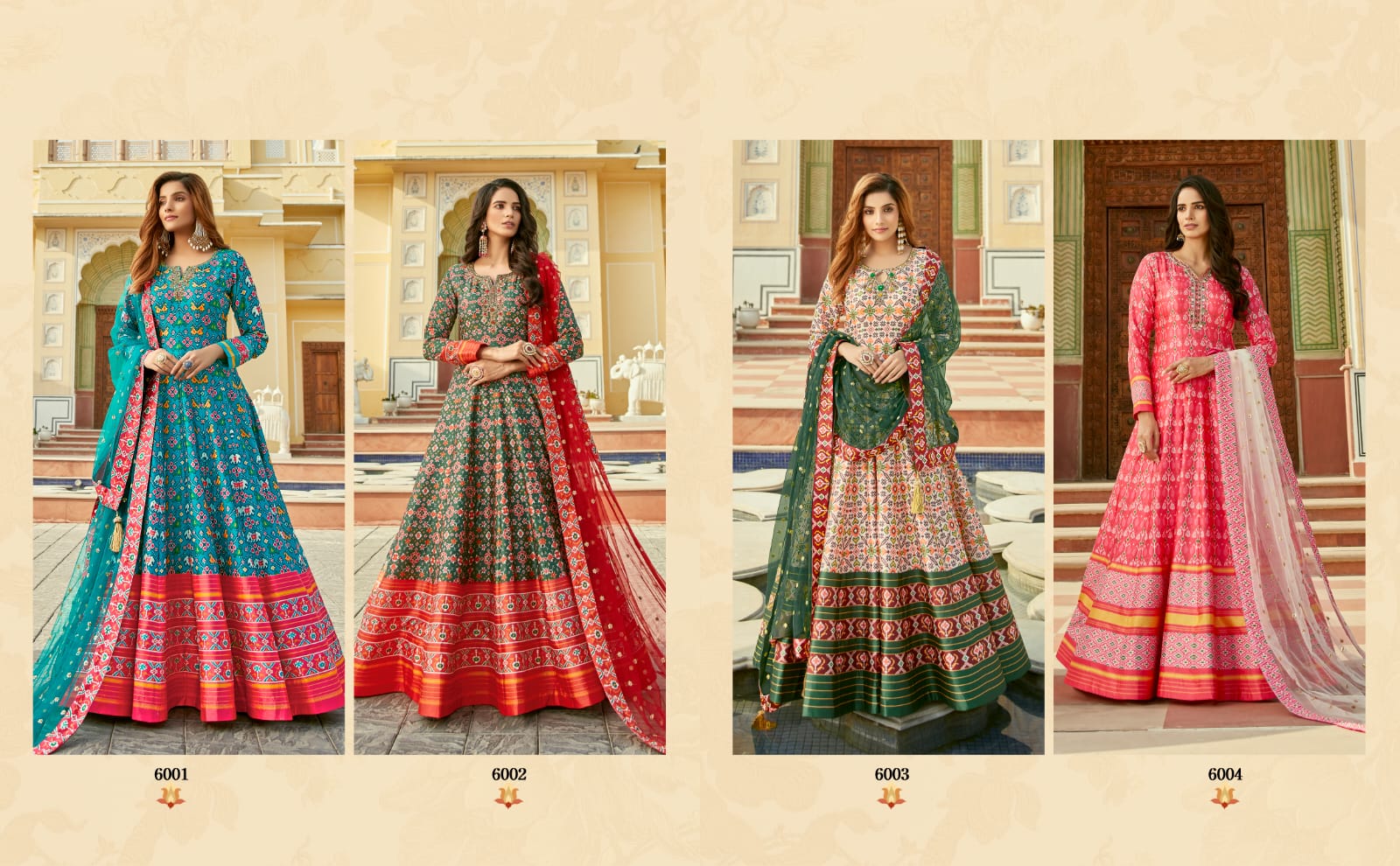 virasat padmasundari patola print gorgeous look gown with dupatta catalog