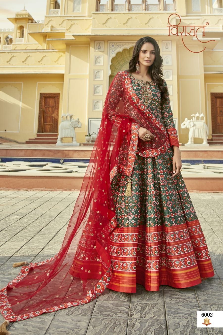 virasat padmasundari patola print gorgeous look gown with dupatta catalog