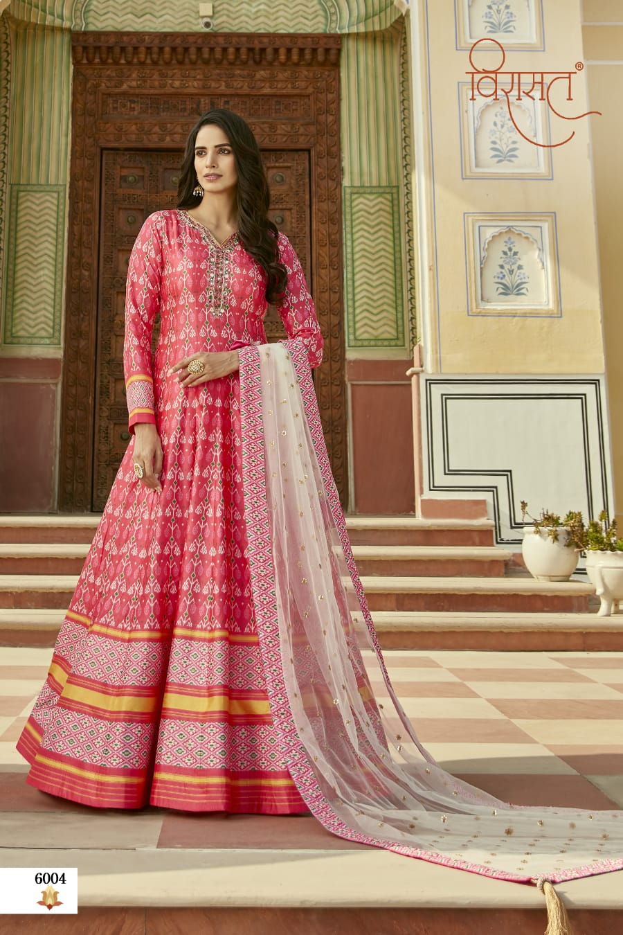 virasat padmasundari patola print gorgeous look gown with dupatta catalog