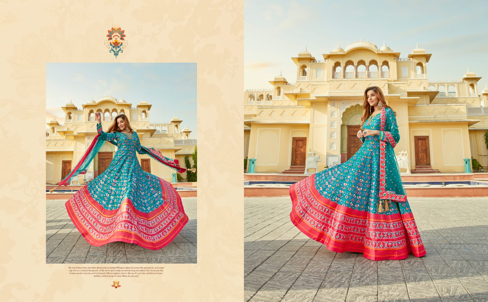 virasat padmasundari patola print gorgeous look gown with dupatta catalog