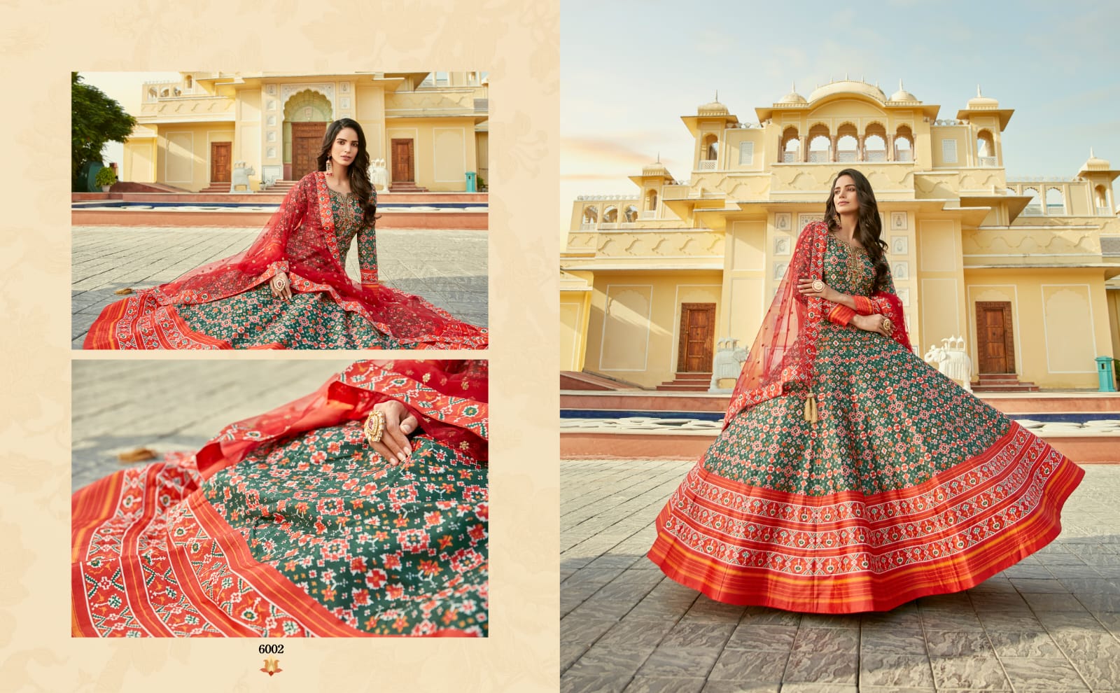 virasat padmasundari patola print gorgeous look gown with dupatta catalog