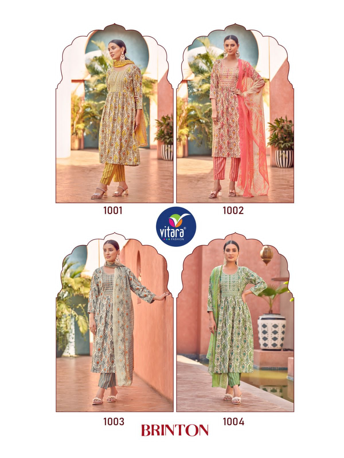 vitara fashion brinton cotton new and modern style top pent with dupatta catalog