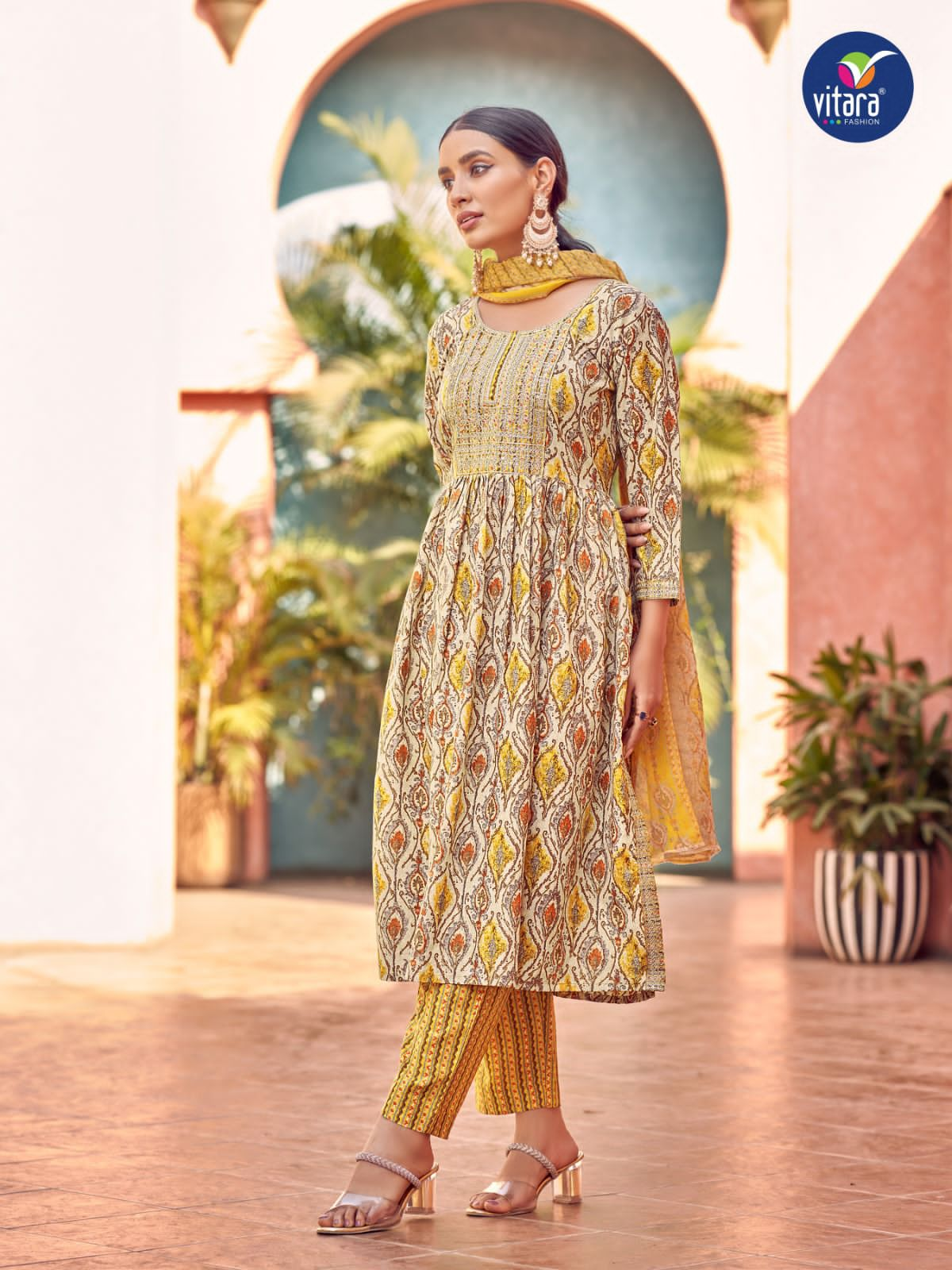 vitara fashion brinton cotton new and modern style top pent with dupatta catalog