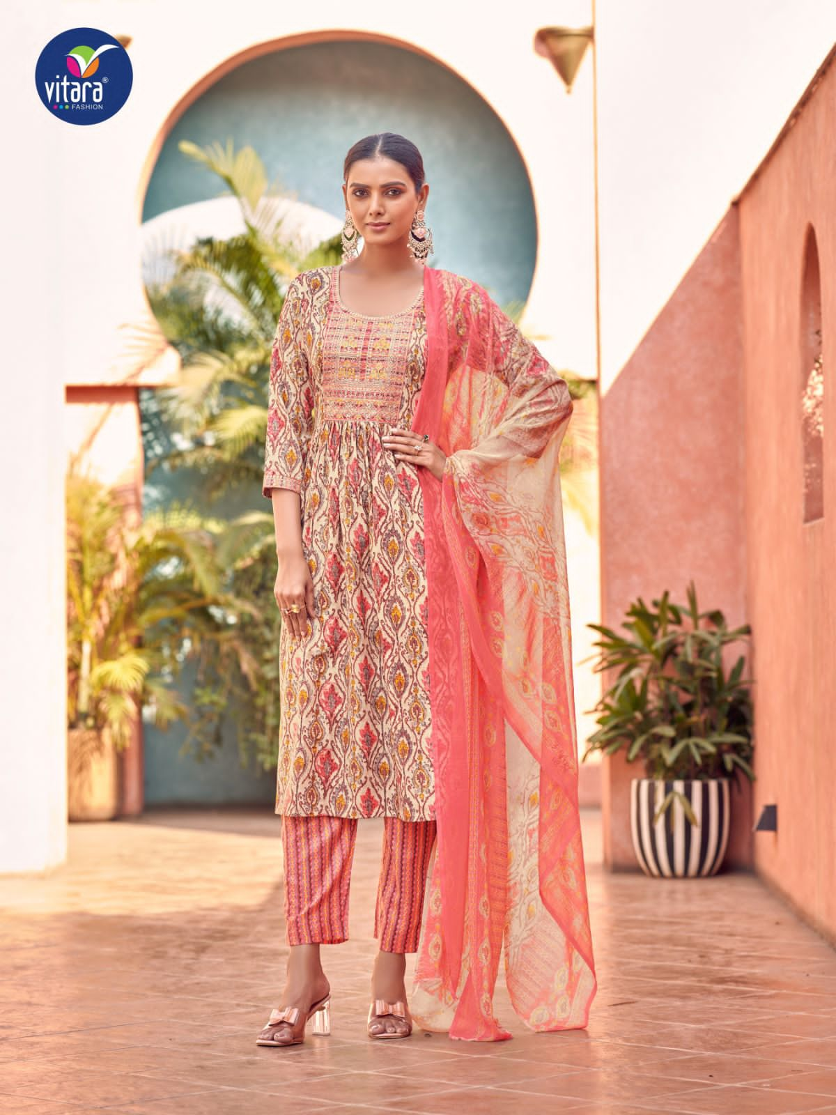 vitara fashion brinton cotton new and modern style top pent with dupatta catalog