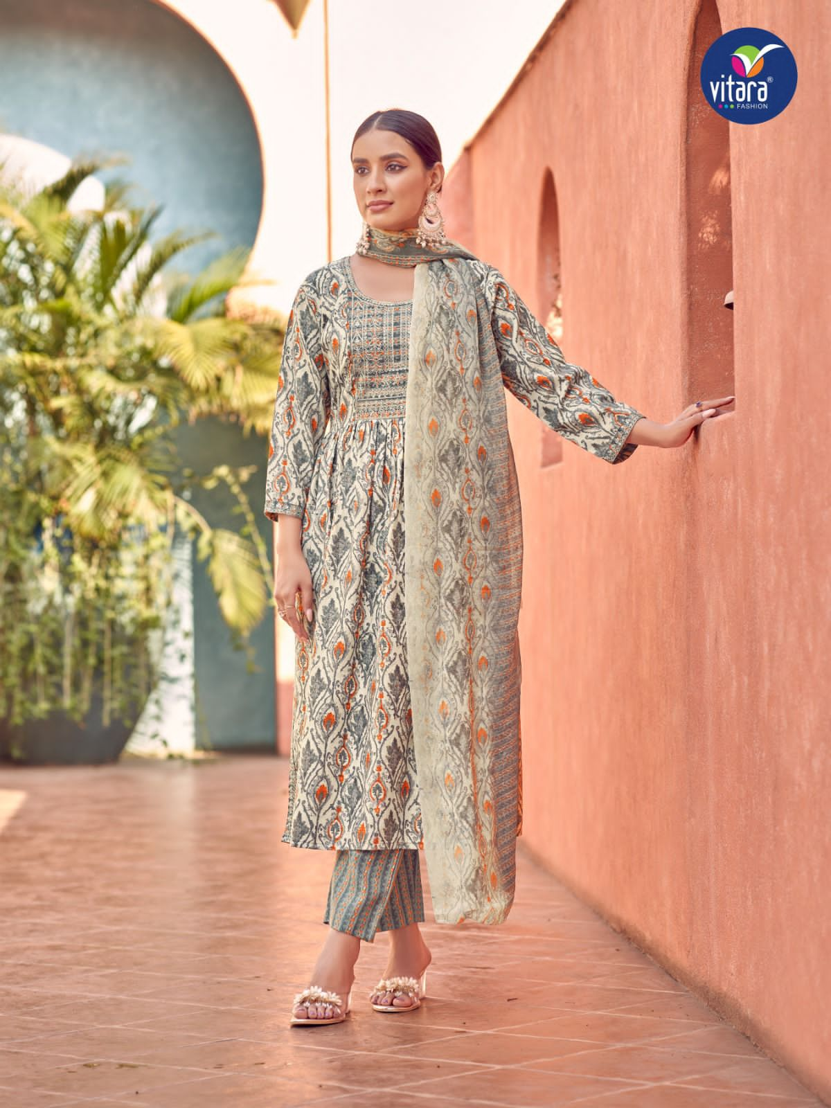 vitara fashion brinton cotton new and modern style top pent with dupatta catalog