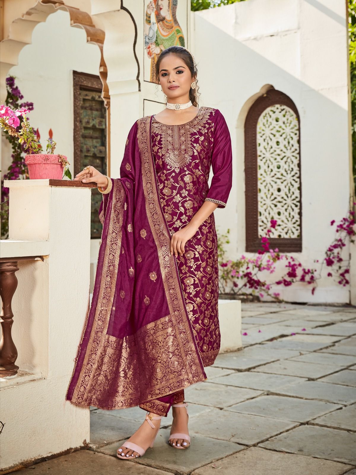 vitara fashion mastani dola viscose gorgeous look top pent with dupatta catalog