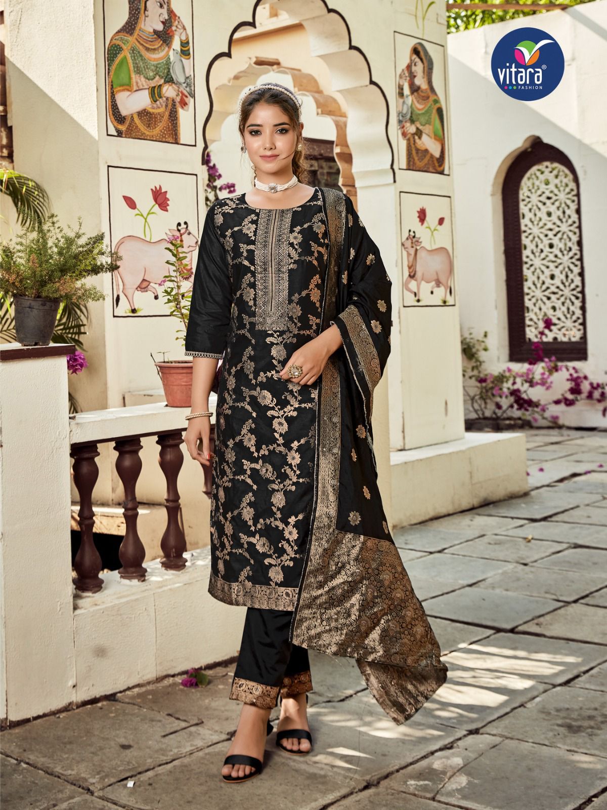 vitara fashion mastani dola viscose gorgeous look top pent with dupatta catalog