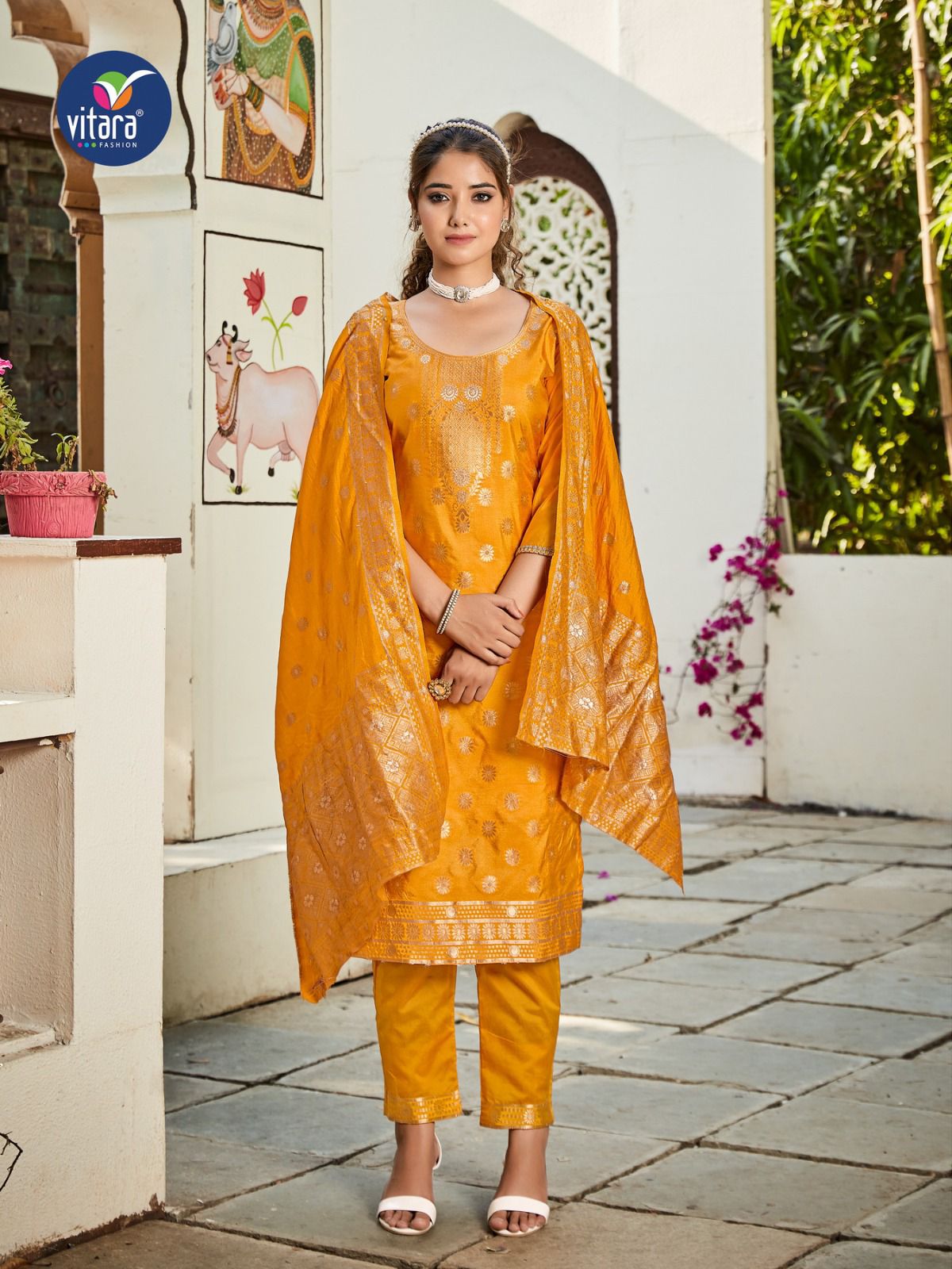 vitara fashion mastani dola viscose gorgeous look top pent with dupatta catalog