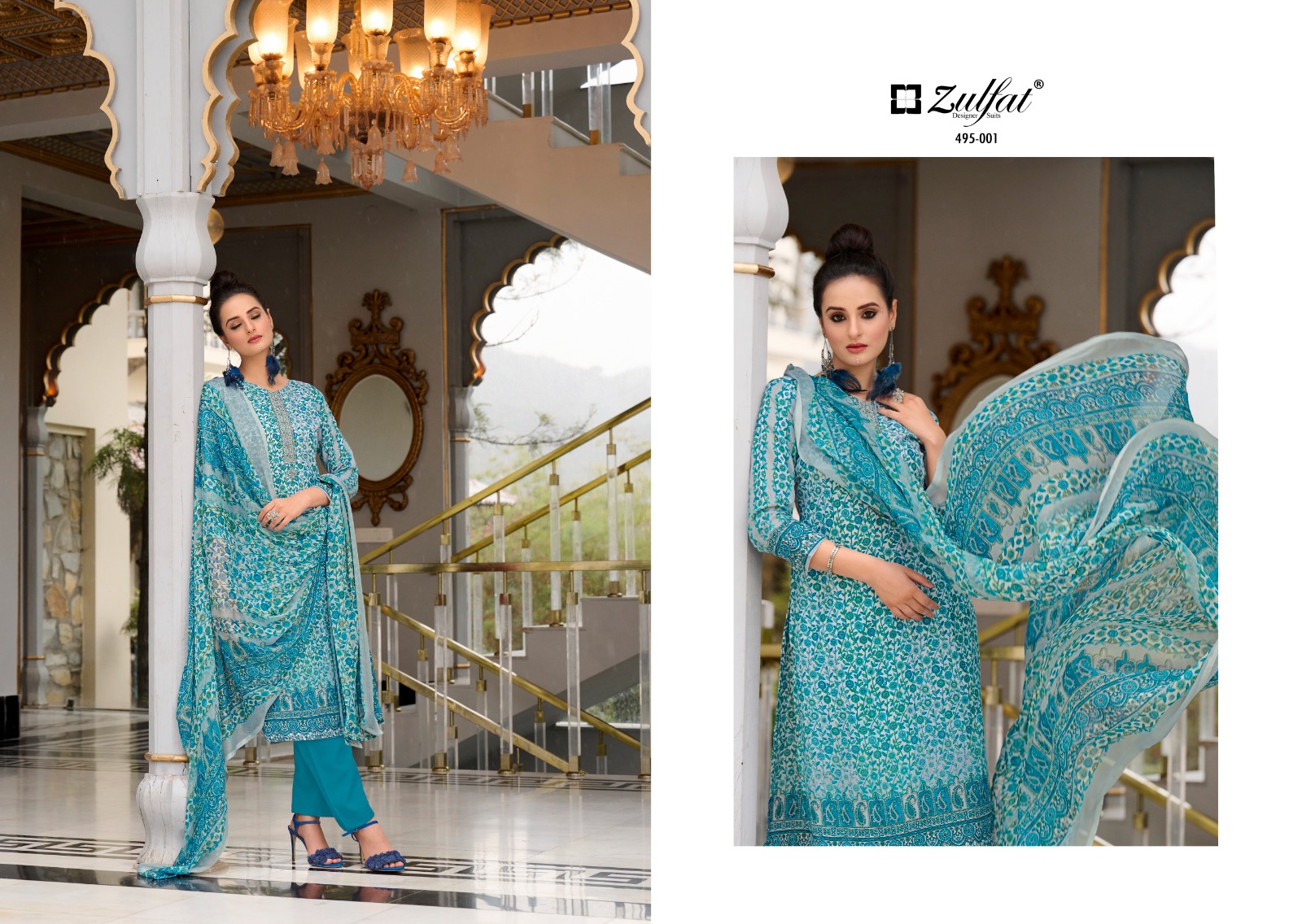 zulfat designer suit kanikaari cotton regal look salwar suit catalog