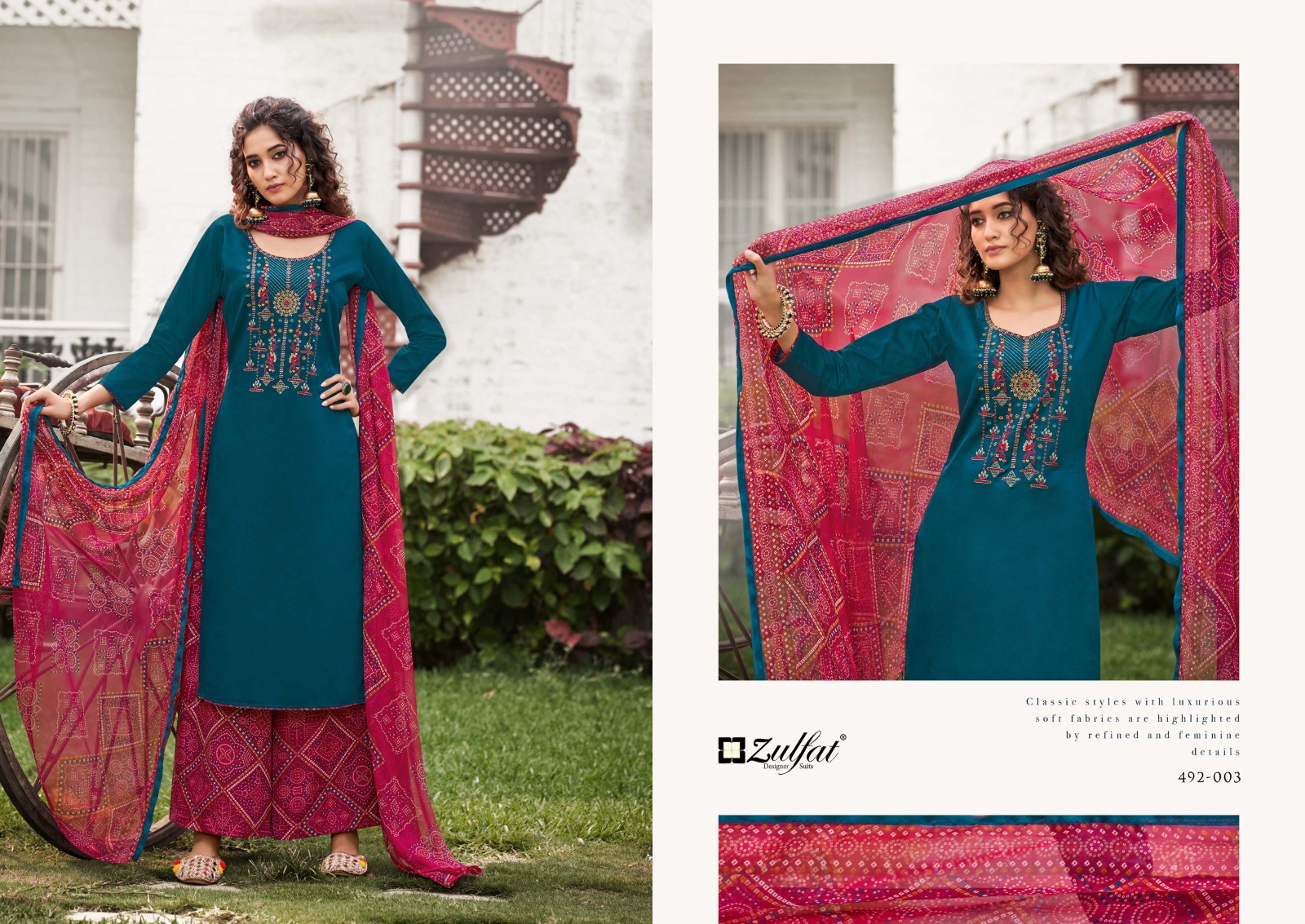 zulfat designer suit mandakini jam cotton regal look salwar suit catalog