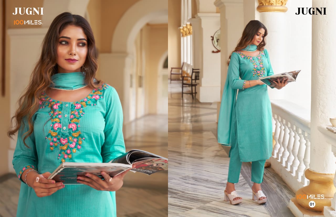 100 Miles jugni cotton regal look kurti catalog