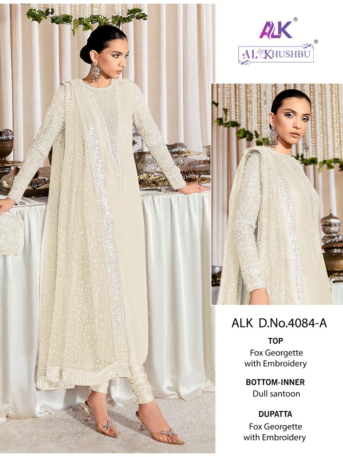 al khushbu fiza vol 1 d no 4084 a B C Georgette decent look salwar suit catalog