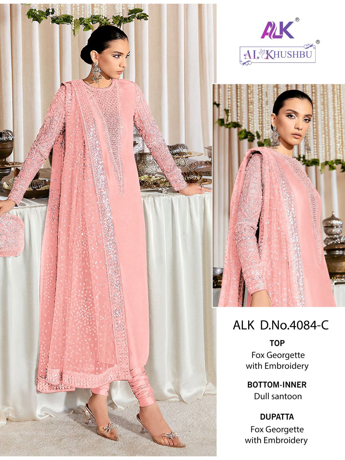 al khushbu fiza vol 1 d no 4084 a B C Georgette decent look salwar suit catalog