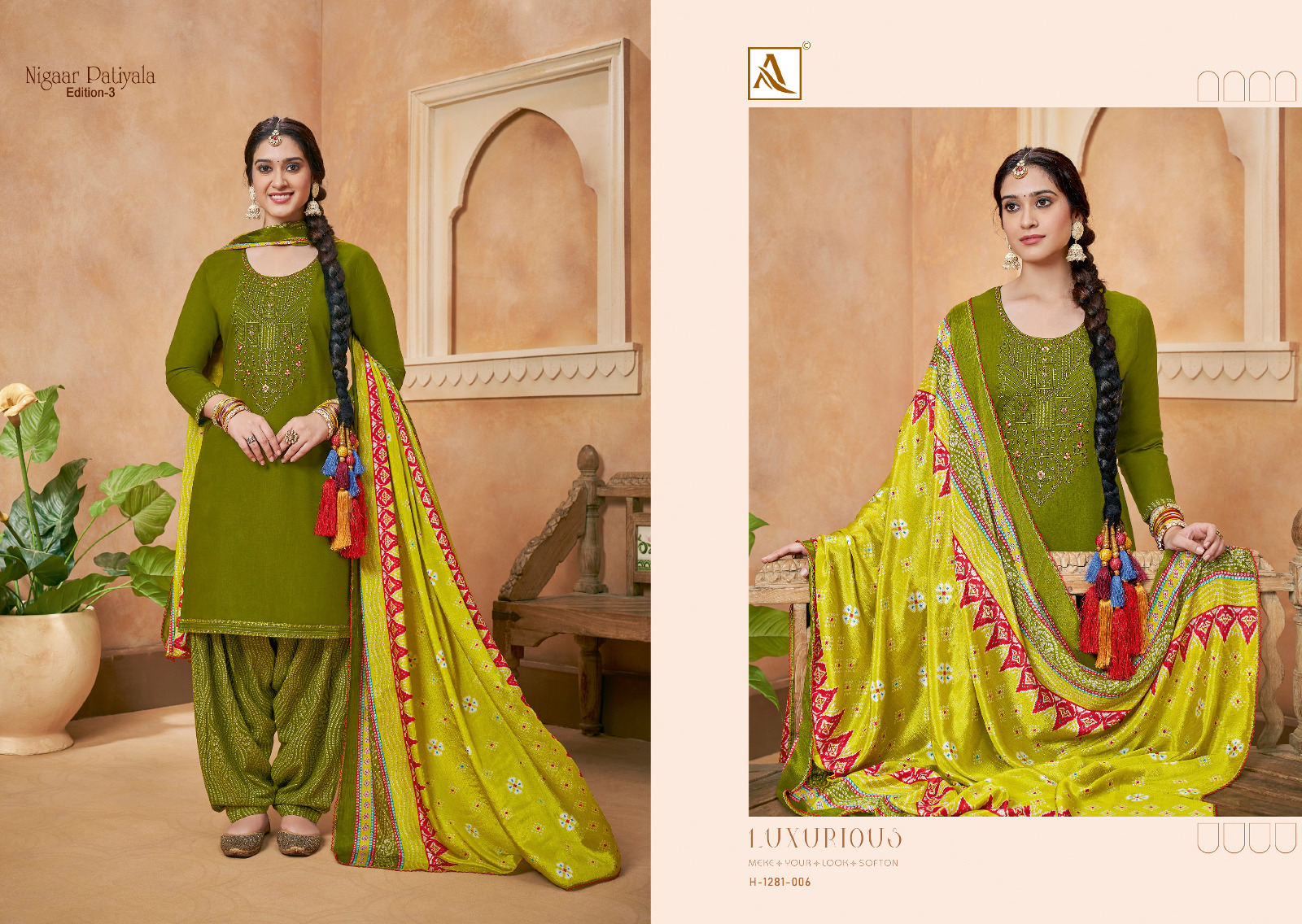 alok suit nigaar patiyala 3 viscose elegant salwar suit catalog