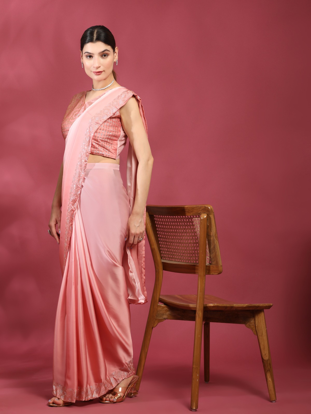 amoha trendz  DESIGNE NO 1073 satin georgette attrective look saree catalog