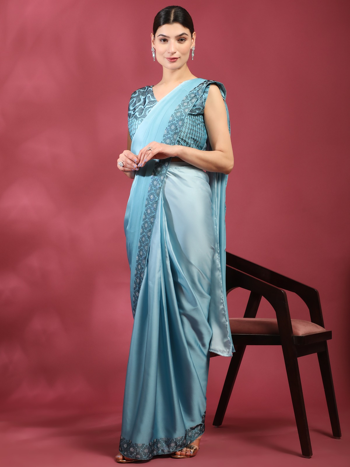 amoha trendz  DESIGNE NO 1073 satin georgette attrective look saree catalog