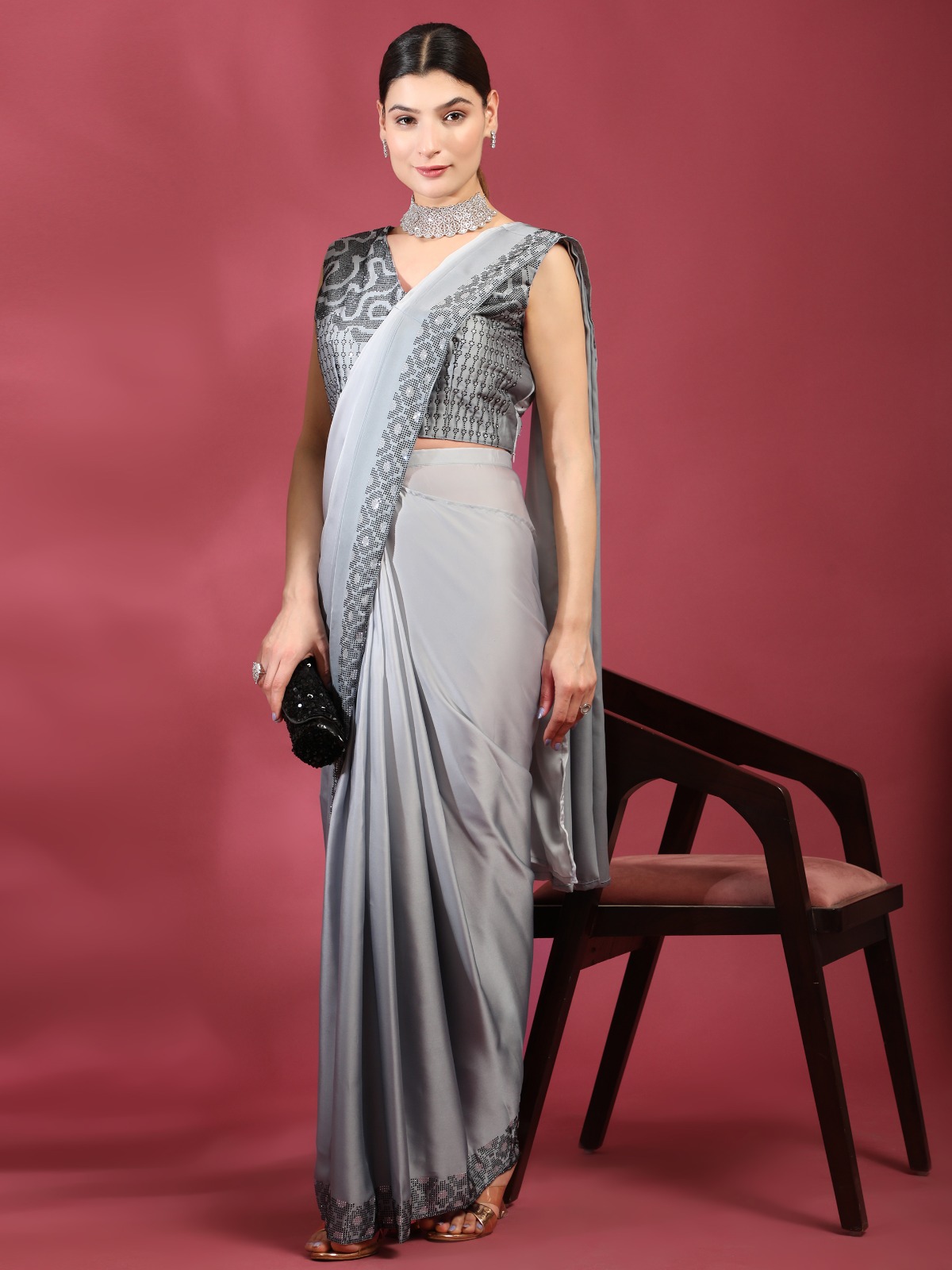 amoha trendz  DESIGNE NO 1073 satin georgette attrective look saree catalog