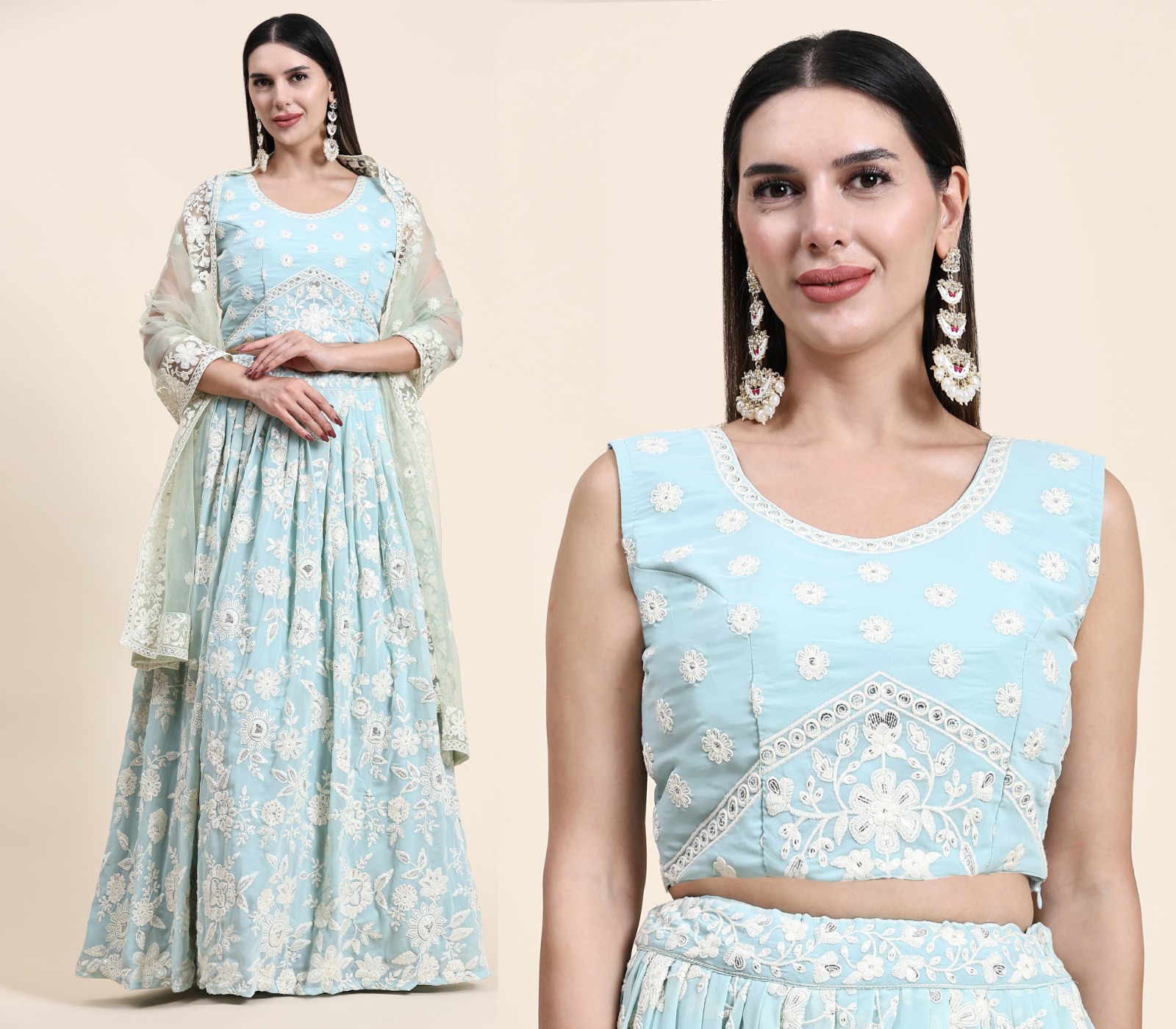 amoha trendz d no c 1944 viscose new and modern look top lehenga with dupatta crop top catalog