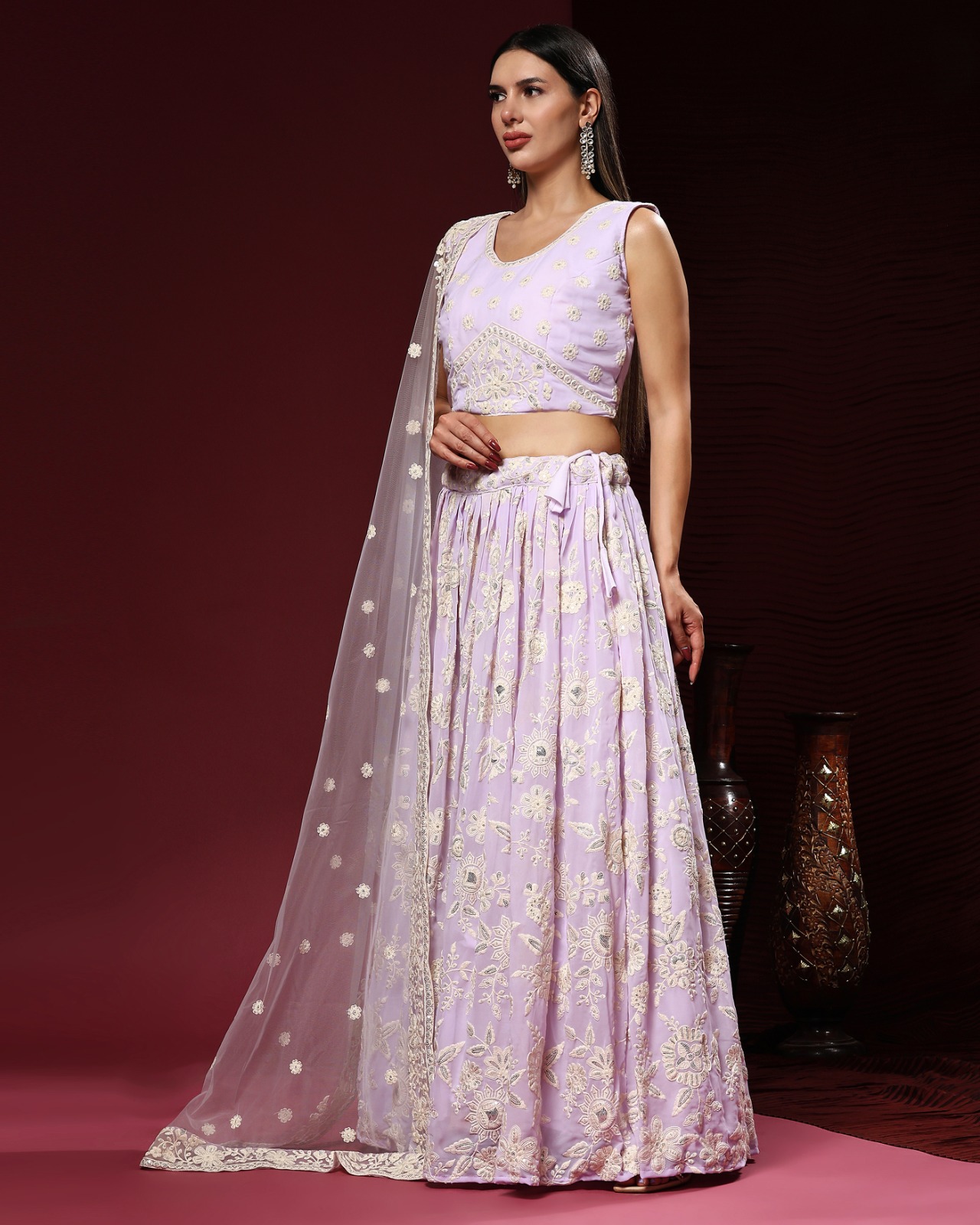 amoha trendz d no c 1944 viscose new and modern look top lehenga with dupatta crop top catalog